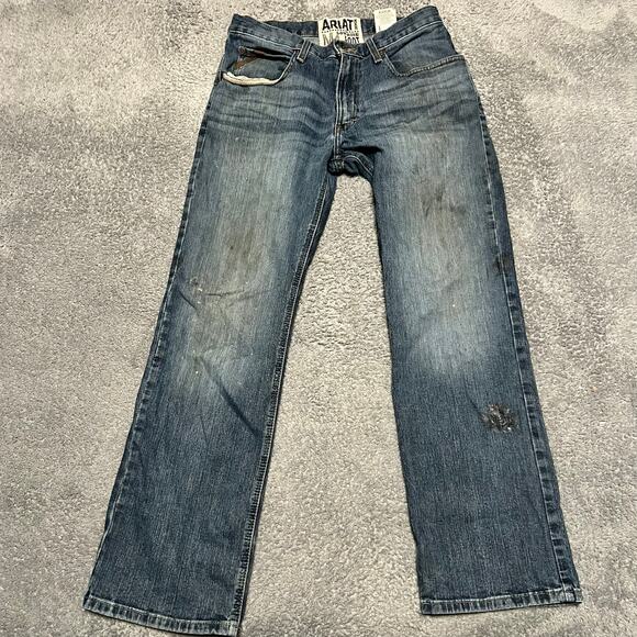 Ariat Jeans Mens 32 x32 M4 Low Rise Bootcut Weatern Work Blue - Picture 1 of 12
